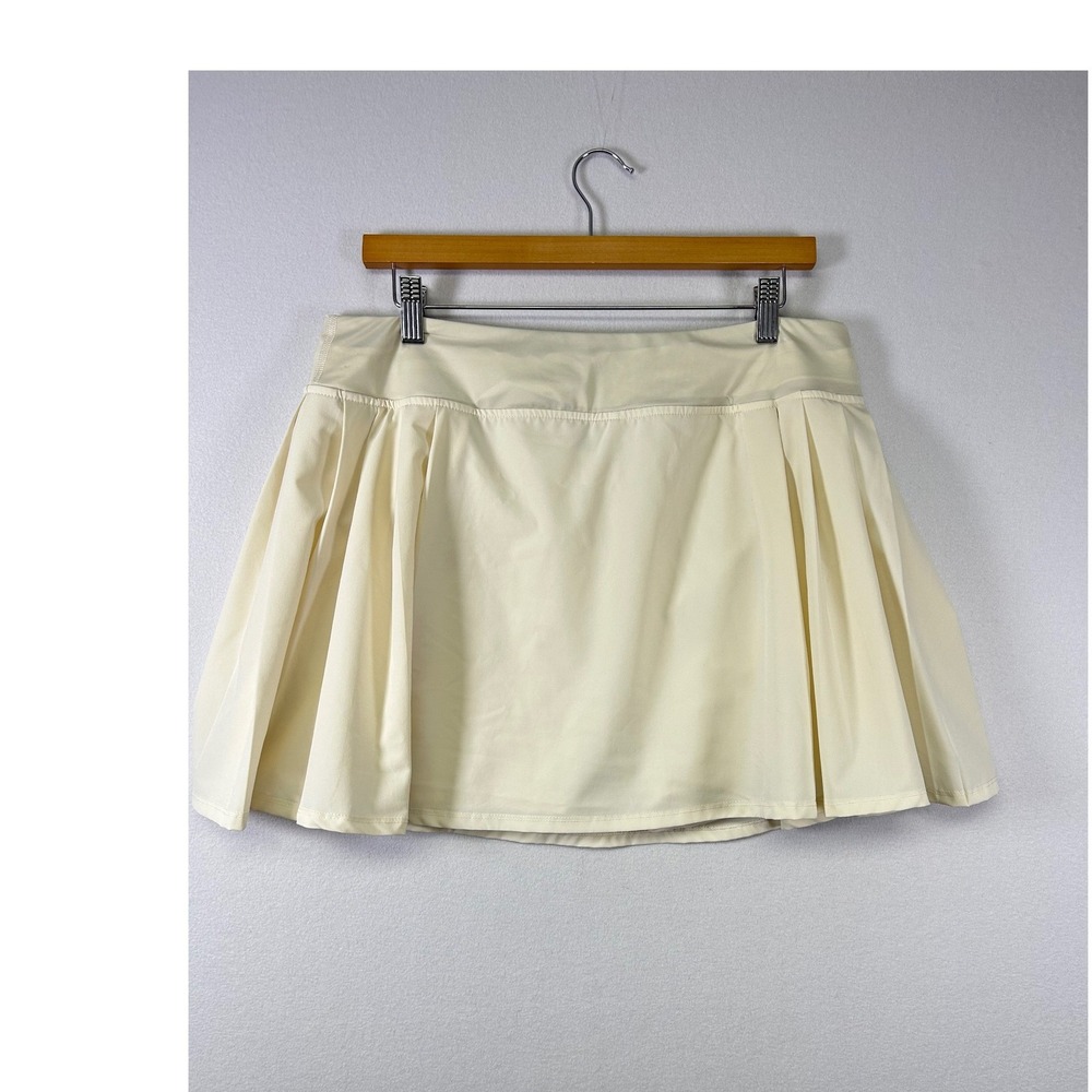Crane Pleated Athletic‎ Skort Women L Cream Built-in Shorts Tennis Golf Pocket